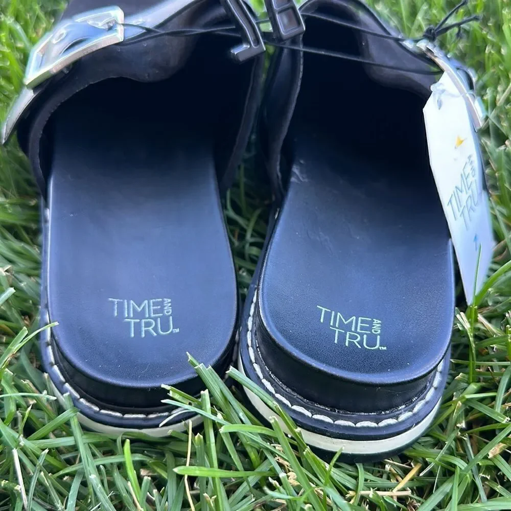 Time and Tru Women's Buckled Mule Slides size 7